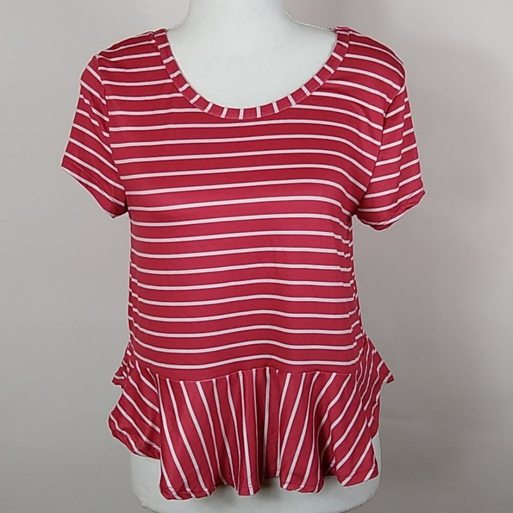 Lissome Lounge Striped Peplum Waist Top